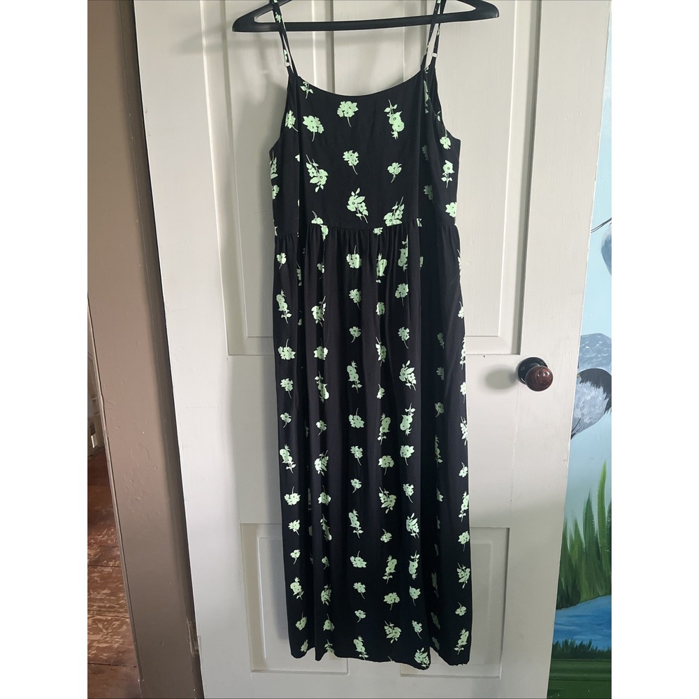 Wild Fable Womens Dress Small Flowy Maxi Adjustable Strap Floral Green Boho